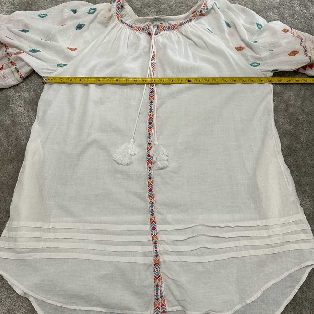 Sundance White Dress Tunic with Colorful Geometric Tribal Embroidery Boho Large - Picture 9 of 13